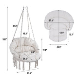 ZNTS Hammock Chair Macrame Swing Max 330 Lbs Hanging Cotton Rope Hammock Swing Chair for Indoor and W419P147384