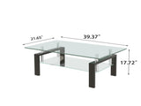 Tempered Clear Glass Coffee Table, 2-Layers Coffee Table Living Room Center Table 100x55x45 W1718P508639