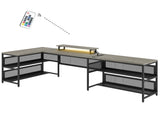 U-shaped Desk with Shelve and LED lights 09121568