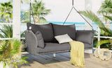 GO 51.9" 2-Person Hanging Seat, Rattan Woven Swing Chair, Porch Swing With Ropes, Gray Wicker And WF531575AAA