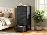 Vertical Fabric Storage Dresser, Tall Narrow Storage Tower with Large Capacity Drawers, Sturdy Metal 75487294