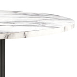 47 Round Dining Table for 4, Imitation White Marble Grain MDF Tabletop Modern Kitchen Table, 47 W1164P225840