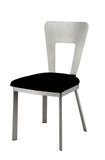 Contemporary Silver Metal 2pc Dining Chairs Black Microfiber Seat Dining Room Keyhole Back Satin B011P232976