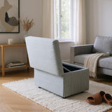 Light Gray Corduroy Upholstered Ottoman with Black Round Rubber Feet 634343cm, Hidden 63265028