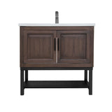 36" Bathroom Vanity White Ceramic Sink & Hot and Cold Faucet , Freestanding Bathroom Cabinet W688P224383