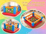 3-in-1 Inflatable Bounce House, Thick PVC Kids Jumping Castle with Visible Wall, Indoor Outdoor Blow 15662583
