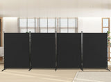 6FT 4-Fold 160g Polyester Fabric Plastic Foot Carbon Steel Frame Foldable Screen Black 26089175