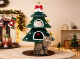 54 Christmas Cat Tree Tower, Holiday Tree Shaped Cat Furniture with 2 Washable Plush Condos, 00374784