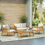 4-Pieces Acacia Wood Patio Furniture, Outdoor Furniture with Coffee Table, Patio Conversation 72408.00LBGE
