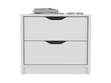 Double Drawer Nightstand 19"H, Bedside Table, White B097133026