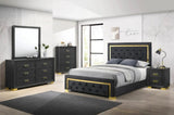 Glamorous 1pc Modern Glam Style 2-Drawer Nightstand Black Gold Finish Gold-colored Hardware Bedroom B011P144711