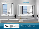 LED Bathroom Mirror 36" x 28" Front and Backlight, 5 Mins Defog, 5MM Full HD Reflected Wall Mounted T3177P284018