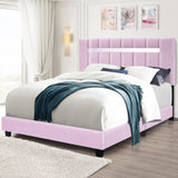 Pink Velvet Upholstered Bed Frame with Adjustable Features, Teenage Girl's Favorite Pink Collection. W1867P143798