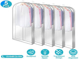 5 Pack Hanging Garment Bags, 60.23in Long PEVA & Non-woven Clothes Storage Covers, Transparent 81461503