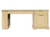 55" Modern Fluted Office Desk with Storage Cabinet & Drawers, Computer Writing Desk with Power 97527094
