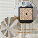 3D Geometric Carved Double-Door Cabinet Manufactured Wood Storage Cabinet, Modern Decorative W2729P199004