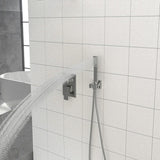 Dual Shower Head - 12 Inch Wall Mounted Square Shower System with Rough-in Valve, Brushed Nickel W124381738