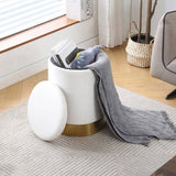 SKU98257585)Round Storage Ottoman Velvet Upholstered Footrest Dressing Stool, Padded Vanity Stool 31677062