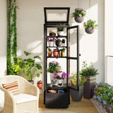 TOPMAX 62.4inch Height Wood Garden Greenhouse Balcony Portable Mini Cold Frame with Movable Storage 40574582