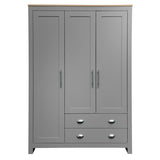 ZNTS Three Door Storage Wardrobe with Cabinets and Two Hanging Rods,Gray 44921896