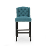 Vienna Contemporary Fabric Tufted Wingback 31 Inch Counter Stools, Set of 2, Teal and Dark Brown 64856.00T