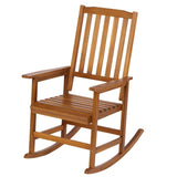 ZNTS Acacia Indoor Rocking Chair, Outdoor Solid Wood Patio Furniture New Style Light Brown 24467314