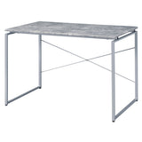 ZNTS Grey and Silver Writing Desk with Metal Sled Base B062P184549