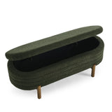 ZNTS Ottoman Oval Storage Bench,Rubber Wood Leg, Green W487P178761