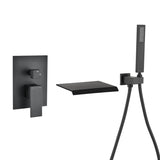 ZNTS Modern Style matte black Wall Mount Tub Filler Bathroom Bathtub Faucet Shower Set W121984825