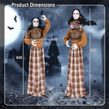 5.4ft Halloween Animatronic Witch - Scary Pop-Up Head, Sound/Button Activation, 4 Flashing Red Eyes 39618927