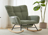 Teddy Fabric Wingback Glider Rocker & Ottoman Set, Nursery Nursing Rocking Chair with Side Storage 94192115