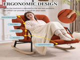 Corduroy Nursery Rocking Chair w/ Pull-out Footrest, Adjustable Backrest 100&deg-160&deg, Oversized 55018651