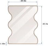 Wall Mirror 30x35 Inch Golden Rectangular Mirror with 2 Wavy Sides Metal Framed Mirror Vanity Mirror W1435133321