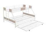 Twin Over FULL Metal Bunk Bed with Trundle 2 - Side Ladder and Full-Length Guardrail, No Box Spring W311133416