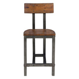 ZNTS Rustic Brown and Gunmetal Finish Wooden Counter Height Chairs 2pc Set Industrial Design Dining B01163350