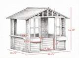Kids Wooden Outdoor Playhouse, Garden Cottage with Flower Pot Holder & Working 08972095
