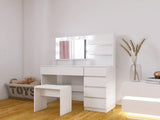 Vanity, Makeup Vanity Desk Set Mirror & Light, Dressing Table Storage Lots , 3 Lighting Modes W2139P194438