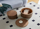 MDF nested table set 2 pieces, handcrafted round coffee table in living/lounge area, walnut color W2085P231698