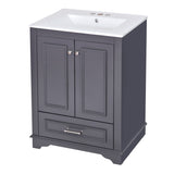 24'' Bathroom Vanity with Ceramic Sink Combo, Modern Freestanding Storage Cabinet with Silver N710P194893C