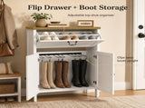Shoe Cabinet with Flip Drawer, Boot Rack and 6 Boot Clips, Narrow Entryway Shoe Cabinet with 81940759