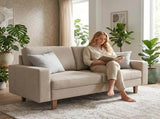 Modern Loveseat, 2Seat Polyester Fabric Couch with Tapered Wood Legs, Removable Cushion, Small B2735P610770