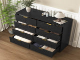 Modern 8 Drawers Dresser Chests for Bedroom,47.2" Wide Wood Chest of Drawers with Gold Metal W409P307537