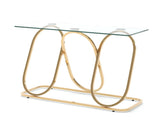 43.3" Modern Tempered Glass Console Table with Ring-Shaped Frames, Metal Frame and Clear Tempered W757P509978