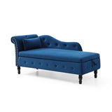 Aijia 60" Velvet Multifunctional Storage Chaise Lounge Buttons Tufted Nailhead Trimmed Solid Wood W111749338