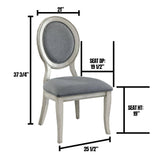 ZNTS Transitional Antique White and Gray Side Chairs Set of 2 Chairs Dining Room Furniture Padded fabric B01152296