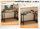 31.5" Gaming Desk with Desktop Shelf and Lighting Foldable P2 Particleboard Iron Pipe 07803855