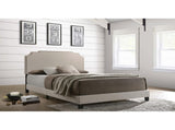 Beige Full Panel Bed with Nailhead Trim B062P153559