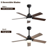 42 Inch Modern Ceiling Fan With 3 Color Dimmable Light 5 Blades Remote Control Reversible DC Motor W882P164331