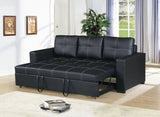 ZNTS Sectional Sofa Pull out Bed Living Room Couch Black Faux Leather Tufted Convertible Sofa HS00F6530-ID-AHD