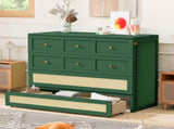 Full Size Murphy Bed with Large Drawers,Green N708P336203F